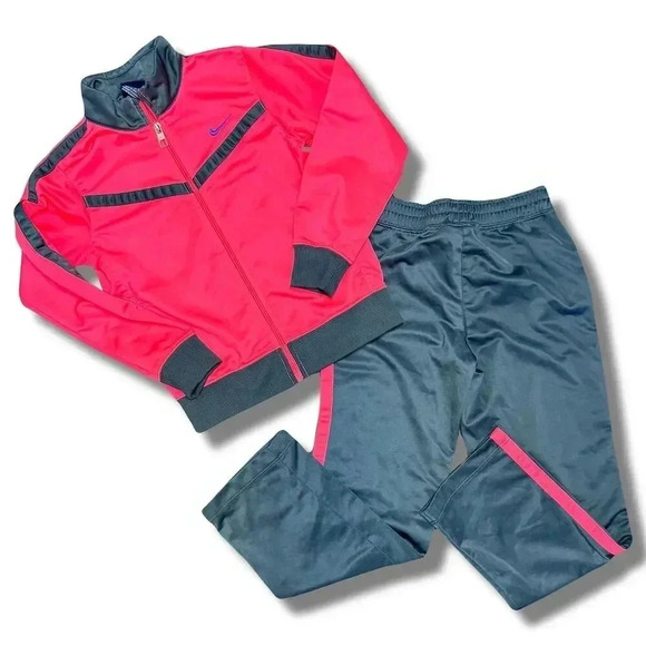 Nike Other - Nike Kids 2-Piece Tracksuit Set 6X Pink Grey Jacket & Pants